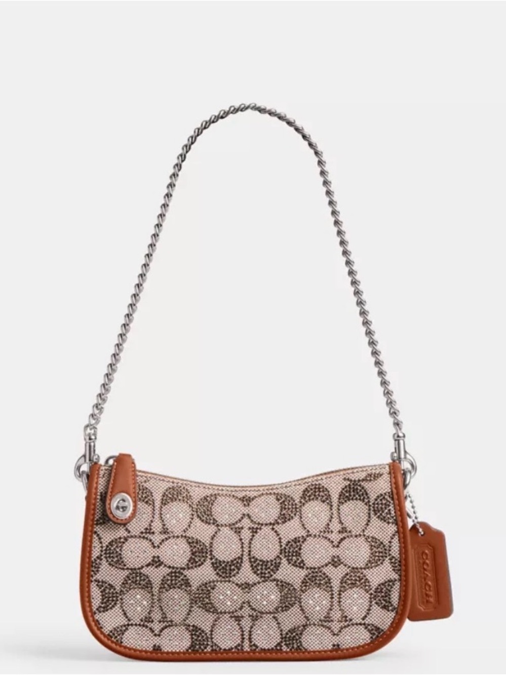Coach Swinger 20 Crystal Signature Jacquard Burnished Amber Bag